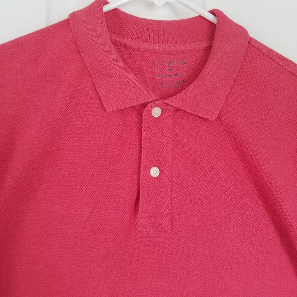 J.Crew Slim Fit Polo Shirt Mens XL Soft Red Short Sleeve Pique Cotton Blend Golf - Picture 3 of 10